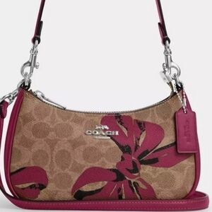 Coach Floral Pink and Tan Shoulder Bag